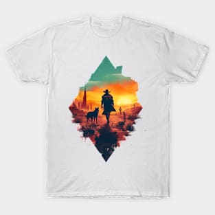 Lone Wanderer Ventures the Wasteland - Diamond Frame - Post Apocalyptic T-Shirt